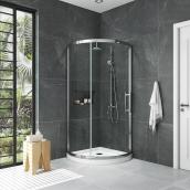 OVE Decors Emily-Swift Acrylic Floor Polished Chrome Corner Shower Kit - 75.5-in x 36-in