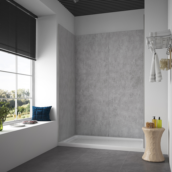 Ove Decors Lotus 60-in x 80-in Grey Shower Panel