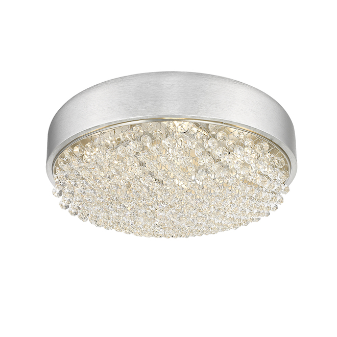 OVE Decors Waverly Round 4-Light LED Flushmount Fixture Brushed Silver Finish and 13.4-in Crystal Dome