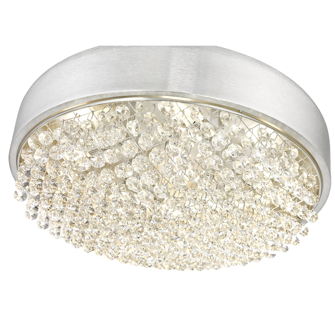 OVE Decors Waverly Round 4-Light LED Flushmount Fixture Brushed Silver Finish and 13.4-in Crystal Dome