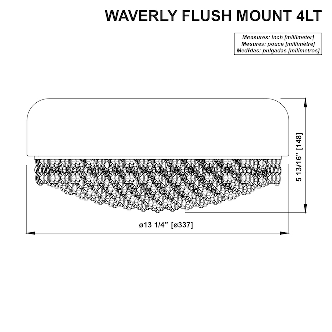 OVE Decors Waverly Round 4-Light LED Flushmount Fixture Brushed Silver Finish and 13.4-in Crystal Dome