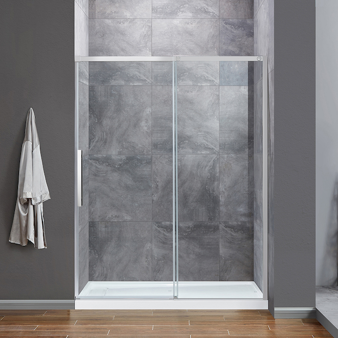 allen + roth Venice 60-in Alcove Chrome Shower Door