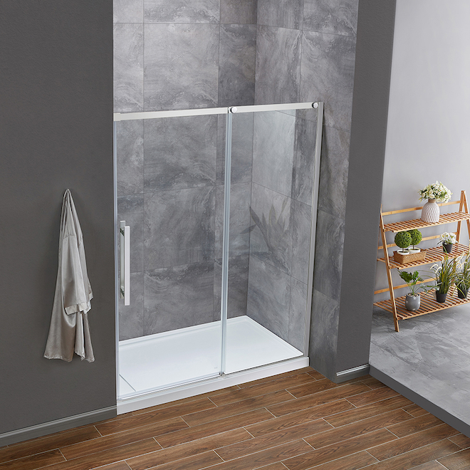 allen + roth Venice 60-in Alcove Chrome Shower Door