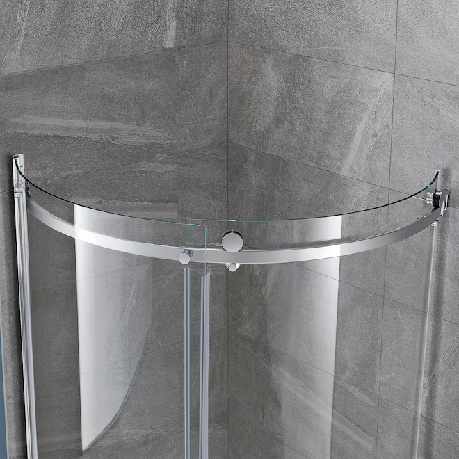 OVE Decors Alex 36-in x 36-in Chrome Frameless Round Shower Door (wall and base not included)