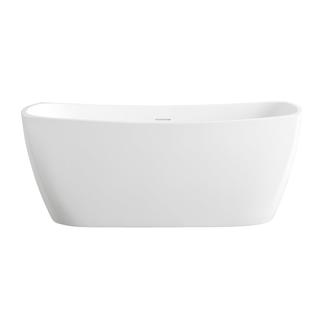 Image of Ove Decors | Aubrey 28.5 X 56-In Glossy White Acrylic Freestanding Bathtub With Polished Chrome Drain | Rona