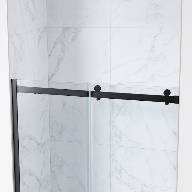 OVE Decors Bel 60-in Frameless Clear Glass Reversible Shower Door with Matte Black Hardware