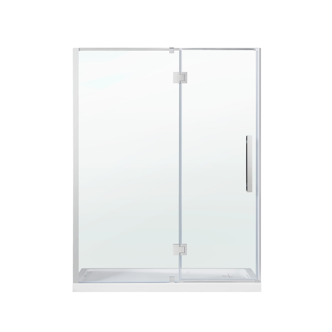 Porte de douche pivotante en verre transparent réversible 60 po Niko par OVE Decors avec ferrrures chromées brillantes