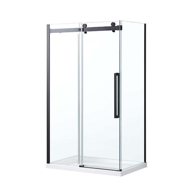 Panneau de douche latéral en verre transparent 32 po Bel par OVE Decors et matériel noir mat