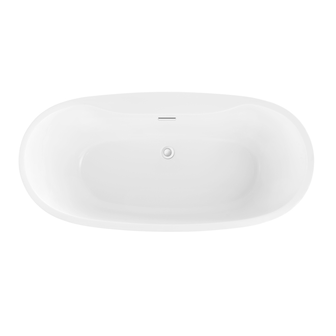 OVE Decors Canberra 60-in Glossy White Acrylic Freestanding Bathtub with Polished Chrome Drain