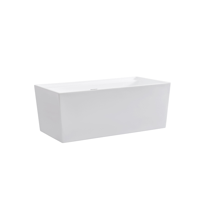 Image of Ove Decors | Sage 63-In Glossy White Acrylic Freestanding Bathtub With Polished Chrome Drain | Rona