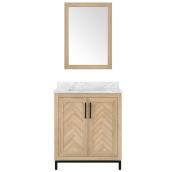 OVE Decors Auryn 30-in Natural Oak Vanity Combo with 20-in x 28-in Mirror