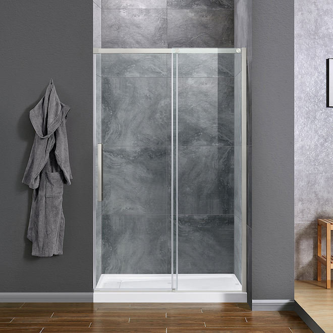 OVE Decors Venice 48-in Alcove Satin Nickel Shower Door