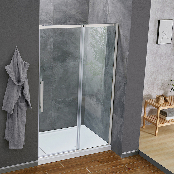 OVE Decors Venice 48-in Alcove Satin Nickel Shower Door