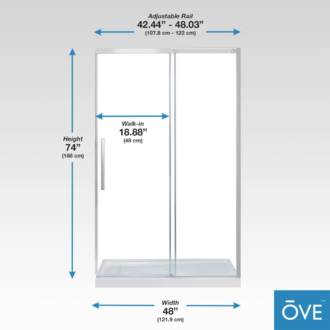 Allen + Roth Venice 48-in Clear Glass Semi-Frameles Sliding Shower Door with Chrome Hardware