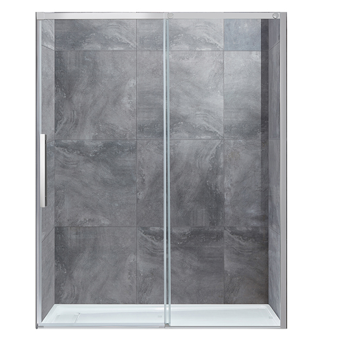 Allen + Roth Venice 60-in Clear Glass Reversible Sliding Shower Door with chrome Hardware