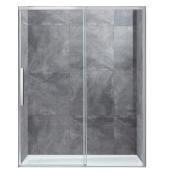 allen + roth Venice 60-in Clear Glass REversible Sliding Shower Door with Satin Nickel Hardware