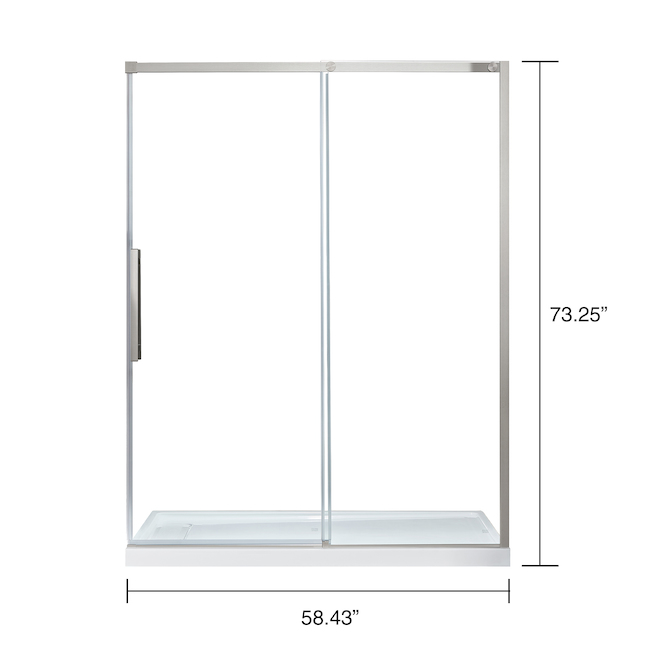 Allen + Roth Venice 60-in Clear Glass Reversible Sliding Shower Door with chrome Hardware