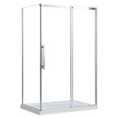 allen + roth Venice 32-in Clear Glass Side Shower Panel for Corner Shower with Chrome Hardware
