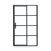 allen + roth Wilmer 32-in Tempered Glass Side Shower Panel with Matte Black Frame