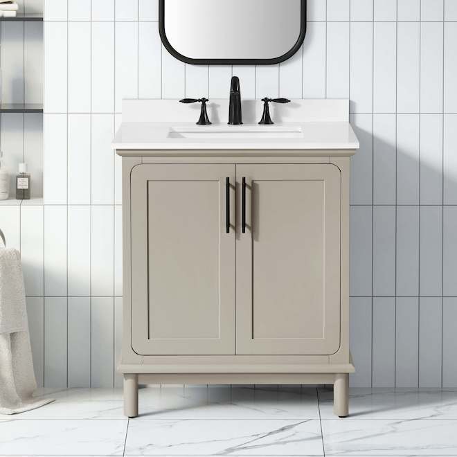 OVE Decors Callie 30-in Vanity Traditional Style with 2 Doors and 1 Drawer - Greige