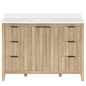 Meuble-lavabo Jadden OVE Decors de style traditionnel 48 po à 2 portes et 6 tiroirs, chêne naturel