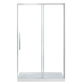 Porte de douche coulissante Archibald Landon & Co. réversible sans cadre en verre transparent chrome brillant, 48 po