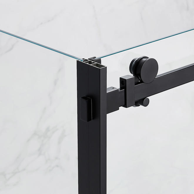 Landon & Co. Augusta Clear Tempered Glass Matte Black Shower Panel - 32-in