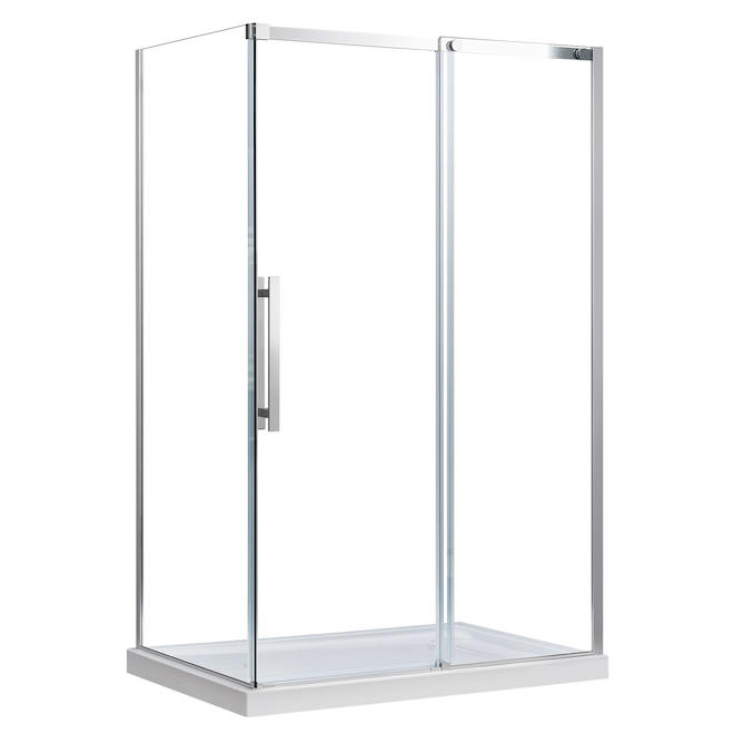 Landon & Co. Archibald 32-in Clear Glass Side Frameless Shower Panel with Chrome Hardware