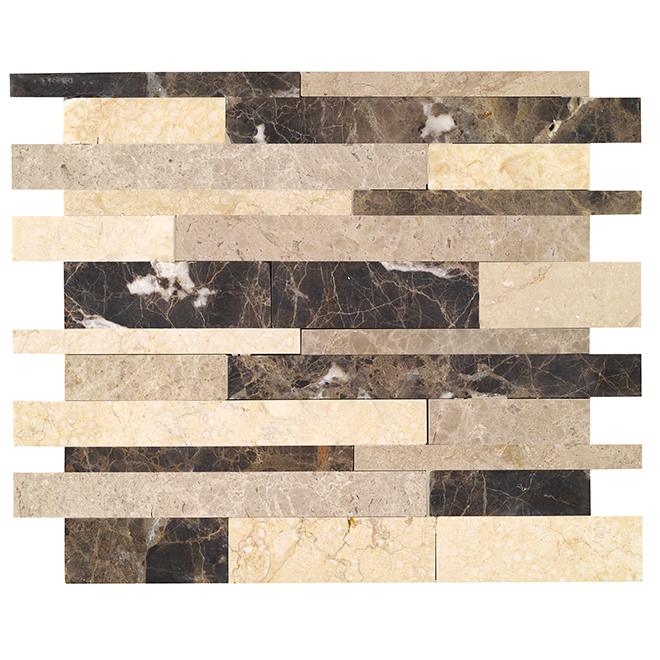 SpeedTiles Mixed Tawny Marble-Look Peel-and-Stick Mosaic Wall Tiles - 11 89/100-in W x 9 69/100-in L