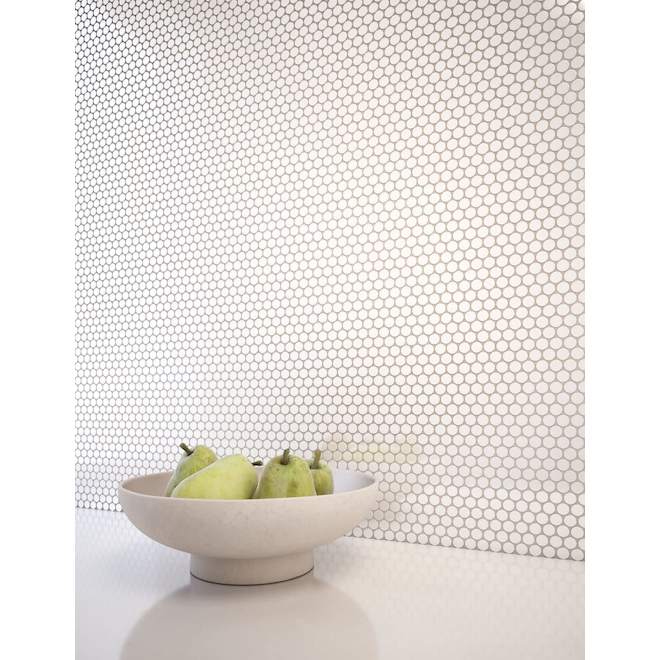 Carreaux auto-adhésifs en métal Speedtiles Penny White 11,97 po x 12 po blanc boîte de 6