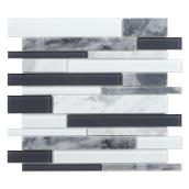 Speedtiles Ice Self-Adhesive Marble and Glass Tiles 10.85-in x 11.99-in Grey/White Box of 6
