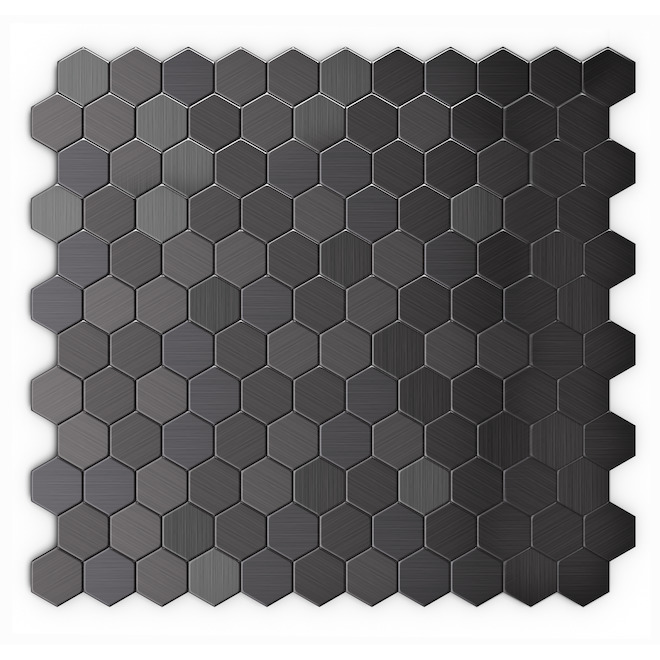 Carreaux auto-adhésifs en métal brossé Speedtiles Hex II 11,50 po x 10,68 po noir boîte de 6