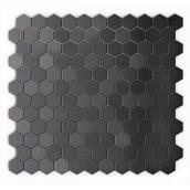 Speedtiles Hex II Self-Adhesive Brushed Metal Tiles 11.50-in x 10.68-in Black Steel Box of 6