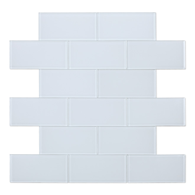 Carreaux auto-adhésifs en verre Speedtiles Chianti 11,57 po x 11,34 po blanc boîte de 6