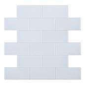Speedtiles Chianti Self-Adhesive Glass Tiles 11.57-in x 11.57-in White Box of 6