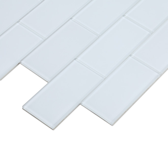 Carreaux auto-adhésifs en verre Speedtiles Chianti 11,57 po x 11,34 po blanc boîte de 6