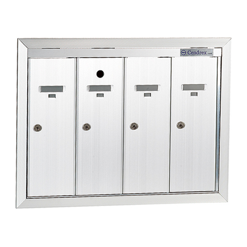 Cendrex Vertical Postal Boxes With Front Opening Panel -  4 Doors - Aluminum