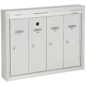 Cendrex Vertical Postal Boxes With Front Opening Panel -  4 Doors - Semi Recessed - Aluminum
