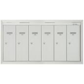 Cendrex Vertical Postal Boxes With Front Opening Panel -  6 Doors - Semi Recessed - Aluminum