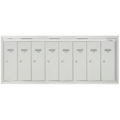 Cendrex Vertical Postal Boxes With Front Opening Panel -  8 Doors - Semi Recessed - Aluminum