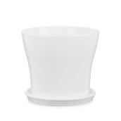Scheurich - Planter and Saucer - Ceramic - 7..5 In - White