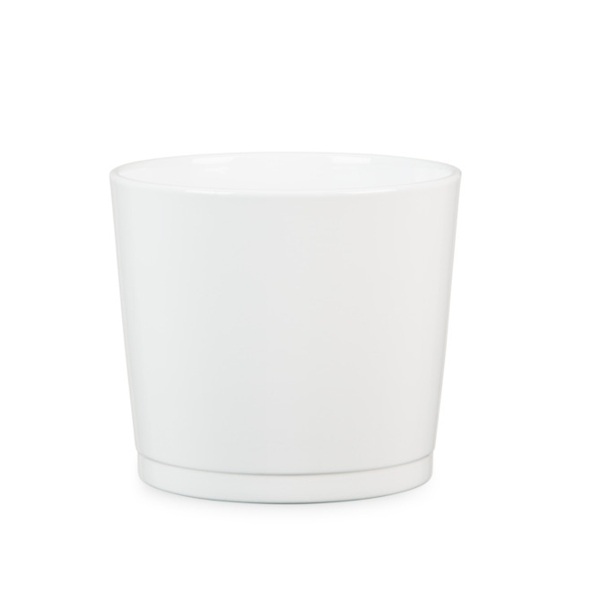 Ceramic Cover Pot - 883 - 8.6" - White