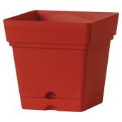 Deroma Square Planter Pot with Water Reservoir - 7-in - Red