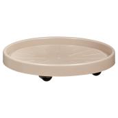 Arte Vasi Plant Pot Saucer with Wheels - 13.7-in - Taupe