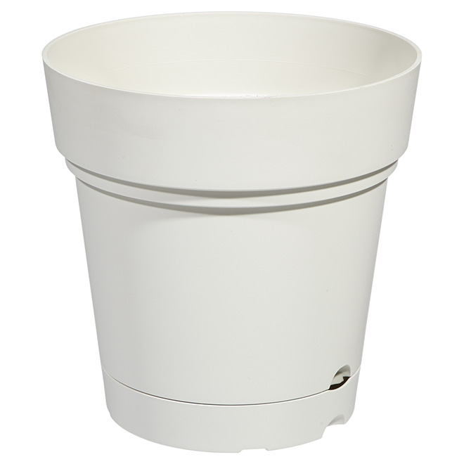 DEROMA Planter Pot with Saucer 8.6" Pearl White 274483 RONA