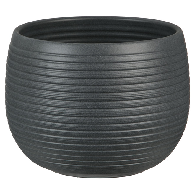 Scheurich 744 6-1/4-in Ceramic Pot Cover - Graphite Stone