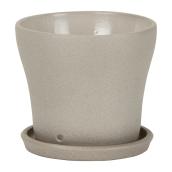 Pot à fleurs et soucoupe «Stone», céramique, 5 po, taupe