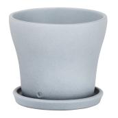 Pot à fleurs et soucoupe «Stone», céramique, 8 po, gris