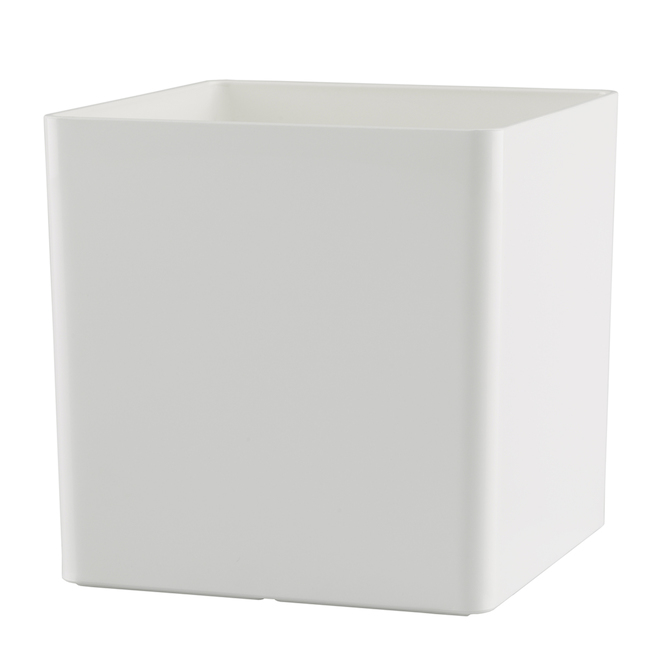 Square Cover Pot 'Oslo' - 5.5'' - Plastic - Matte White
