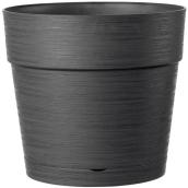 Deroma Planter with Saucer - Indoor-Outdoor Use - Plastic - 8.9-in - Charcoal